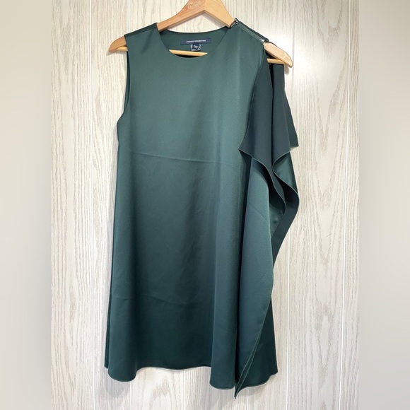 French Connection Green Sasha Satin Asymmetrical Shift Party Dress 2 EUC - Picture 4 of 8